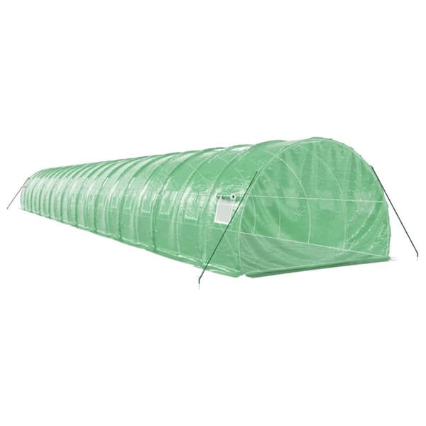 vidaXL drivhus med stålstel 60 m² 20x3x2 m grøn