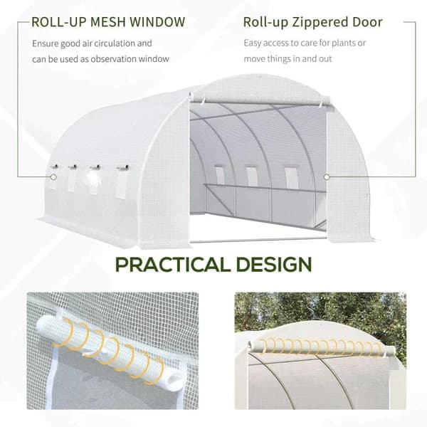 Rootz Folie Drivhus - Polytunnel Drivhus - Drivhus - Plantehus - Walk-in Drivhus - Lynlåsdør - Hvid - 6 X 3 X 2m