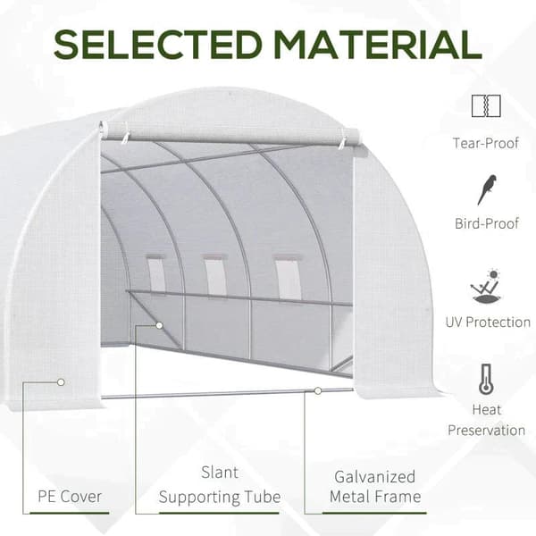 Rootz Folie Drivhus - Polytunnel Drivhus - Drivhus - Plantehus - Walk-in Drivhus - Lynlåsdør - Hvid - 6 X 3 X 2m