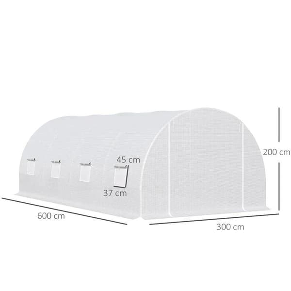 Rootz Folie Drivhus - Polytunnel Drivhus - Drivhus - Plantehus - Walk-in Drivhus - Lynlåsdør - Hvid - 6 X 3 X 2m