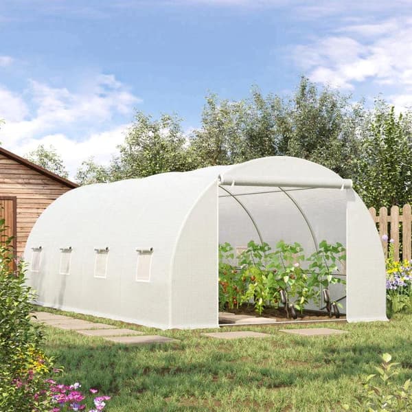 Rootz Folie Drivhus - Polytunnel Drivhus - Drivhus - Plantehus - Walk-in Drivhus - Lynlåsdør - Hvid - 6 X 3 X 2m
