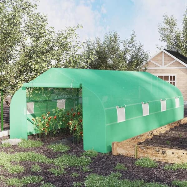 Rootz-foliokasvihuone - Kasvihuone - Kylmärunkoinen kasvihuone - Polytunnel-kasvihuone - Suuri kasvihuone - Vihreä - 6Lx3Wx2H CM
