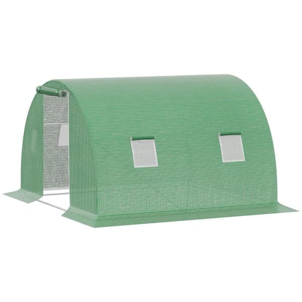 Rootz Greenhouse - Poly Greenhouse - Walk-in Poly Tunnel - Med 4 fönster - Frostskydd - Mörkgrön - 3L x 3W x 2H m