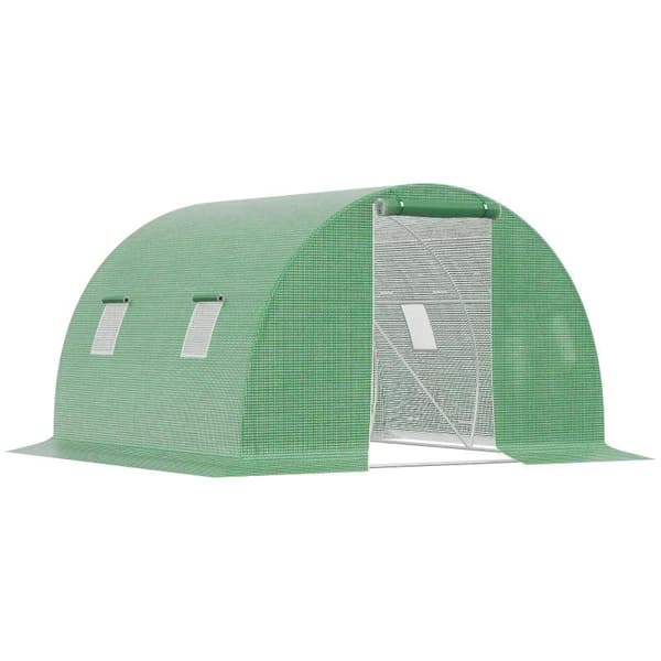 Rootz Drivhus - Poly Drivhus - Walk-in Poly Tunnel - Med 4 vinduer - Frostbeskyttelse - Mørkegrøn - 3L x 3W x 2H m