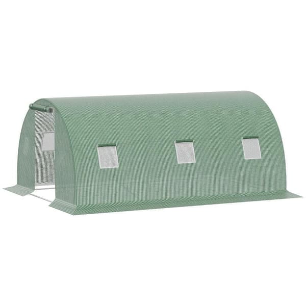 Rootz Greenhouse - Poly Greenhouse - Walk-in Poly Tunneli - 6 ikkunalla - Jäätymissuoja - Tummanvihreä - 4,5L x 3L x 2K m