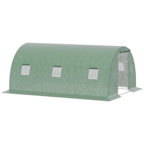 Rootz Greenhouse - Poly Greenhouse - Walk-in Poly Tunneli - 6 ikkunalla - Jäätymissuoja - Tummanvihreä - 4,5L x 3L x 2K m
