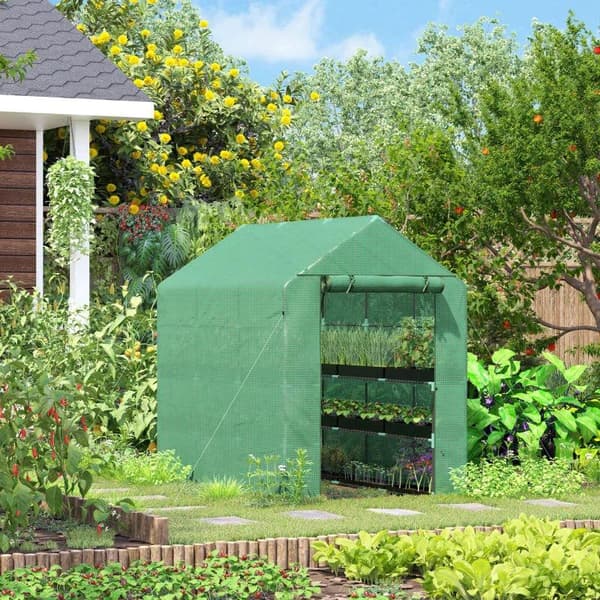 Rootz Greenhouse - Folieväxthus - Walk-in växthus - Med 8 hyllor - Kallram - 214 x 143 x 195 cm