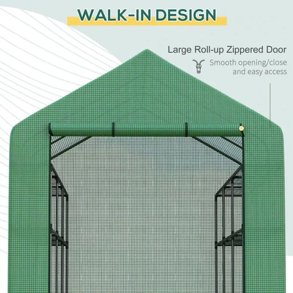 Rootz Greenhouse - Kalvokasvihuone - Walk-in kasvihuone - 8 hyllyllä - Kylmäkehys - Vihreä - 244 x 180 x 210 cm