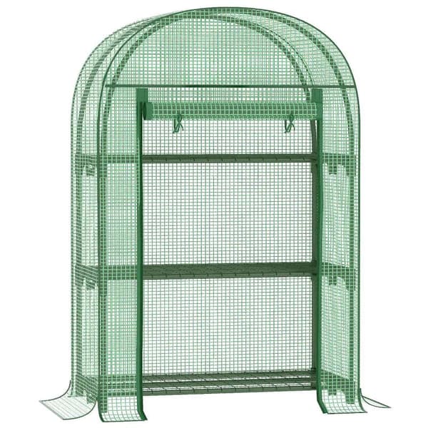Rootz Drivhus - Folie Drivhus - Balkon Med 3 hylder - Tomathus - Plantehus - Kold Ramme - Metal - Grøn - 80 x 49 x 160 cm