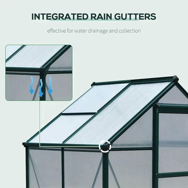 Rootz Greenhouse - Walk-in miniväxthus - Med takfönster - Aluminiumlegering/PC-skiva - Mörkgrön - 1,9x1,3x2 m