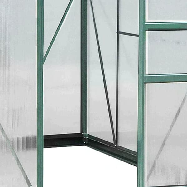 Rootz Drivhus - Klart Polycarbonat Drivhus - Stort Walk-in Green House - Aluminiumslegering/PC-plade - Grøn/Transparent - 190L x 252W x 201H (cm)