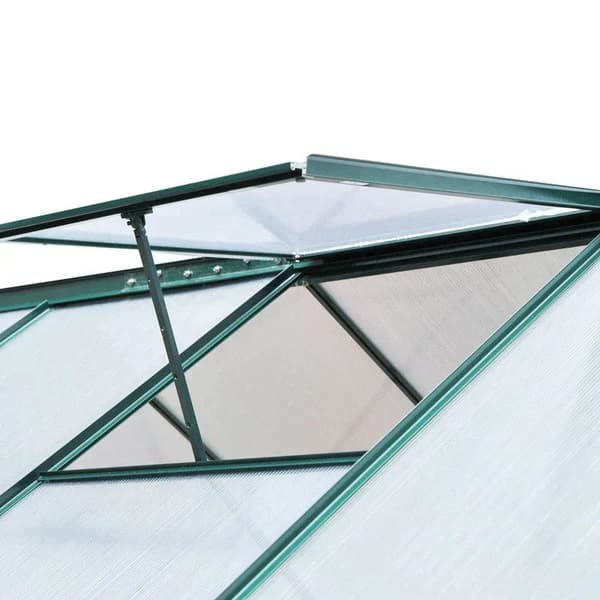 Rootz Drivhus - Klart Polycarbonat Drivhus - Stort Walk-in Green House - Aluminiumslegering/PC-plade - Grøn/Transparent - 190L x 252W x 201H (cm)