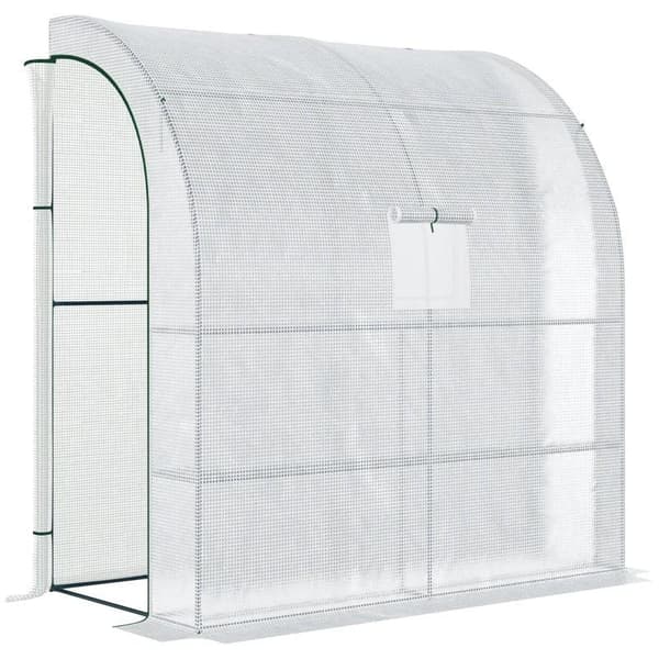 Rootz Drivhus - Vægdrivhus - Folie Drivhus - Tomat Drivhus - Med Mesh vindue - Med rulledøre - UV Beskyttelse - Hvid - 200 x 100 x 215 cm
