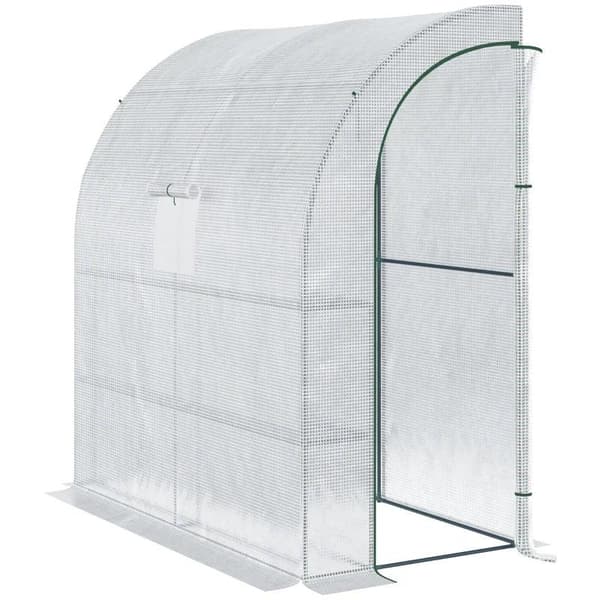Rootz Drivhus - Vægdrivhus - Folie Drivhus - Tomat Drivhus - Med Mesh vindue - Med rulledøre - UV Beskyttelse - Hvid - 200 x 100 x 215 cm