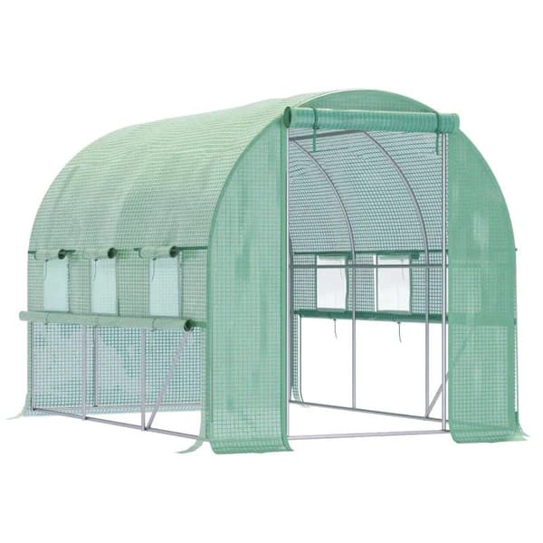 Rootz Drivhus - Folie Drivhus - Tunnel Walk-in Drivhus - Plantehus - Folie Telt - 6 Vinduer - UV Beskyttelse - Grøn - 2,95 x 2 x 2 m