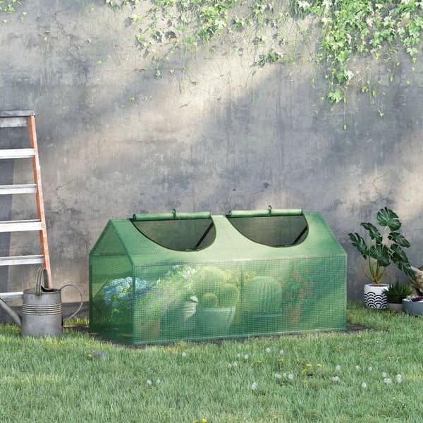 Rootz Mini Drivhus - Lille Plant Grow House til udendørs med slidstærkt PE-dæksel - Observationsvinduer - Grøn - 119 x 60 x 60 cm