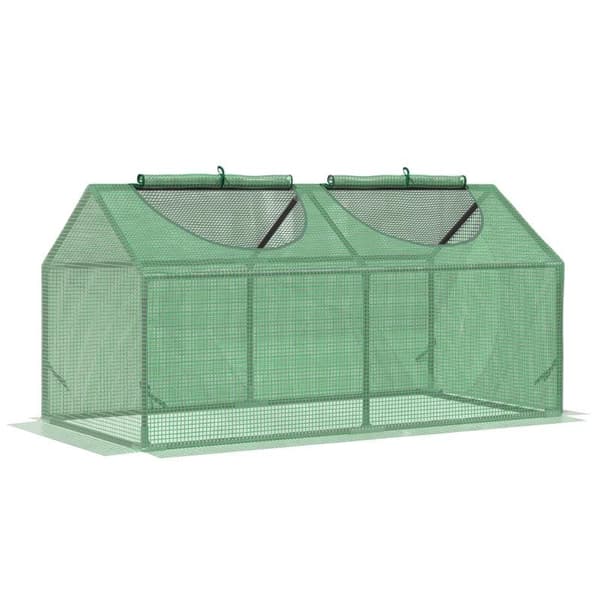 Rootz Mini Drivhus - Lille Plant Grow House til udendørs med slidstærkt PE-dæksel - Observationsvinduer - Grøn - 119 x 60 x 60 cm