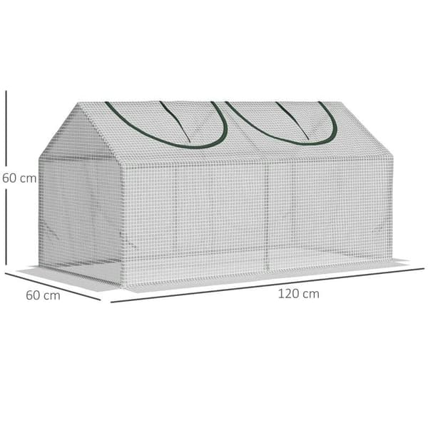 Rootz Drivhus - Folie Drivhus Med Vindue - PE Drivhus - Tomathus - Kold Ramme - Hvid - 120 x 60 x 60 cm