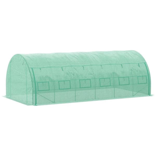 Rootz Drivhus - Polytunnel Drivhus - Walk-in drivhus med rullebare dæksler - UV beskyttelse - Stålrør - Grøn - 590L x 300W x 200H cm