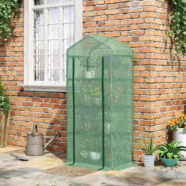 Rootz Greenhouse - Plant House - Växthushyllor - Väderbeständig - Roll Up Door - Vit + Svart - 70cm x 50cm x 160cm