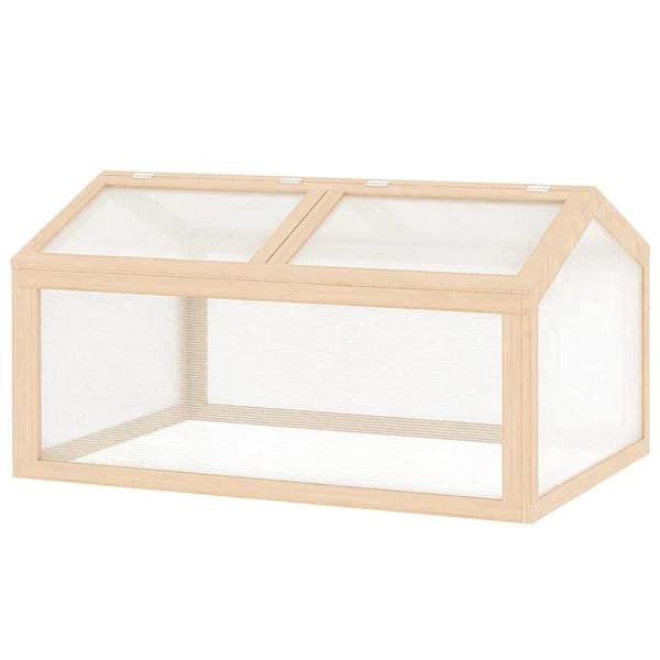 Rootz Greenhouse - Kasvipekki peitolla - Kylmärunkoinen kasvihuone - Puu ja polykarbonaatti - Säänkestävä - Luonnollinen - 102 x 71 x 53 cm