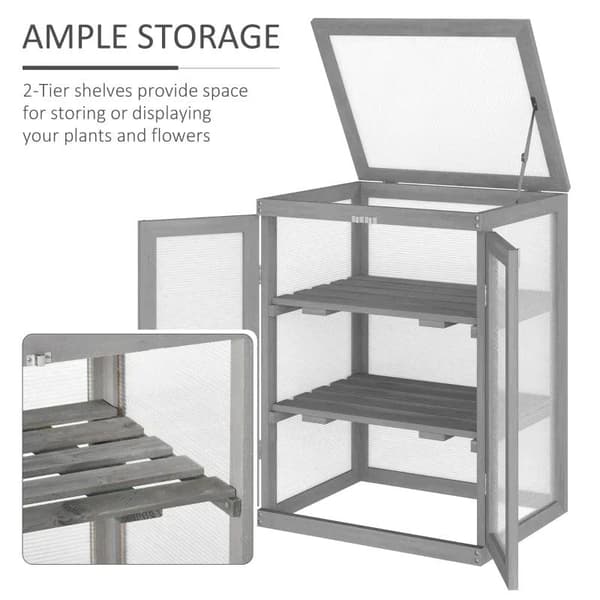 Rootz Greenhouse - Transparent växthus - 3-vånings träväxthus - Trädgårdspolykarbonat kall ram - Grow House - Förvaringshylla - För växter Blommor - M
