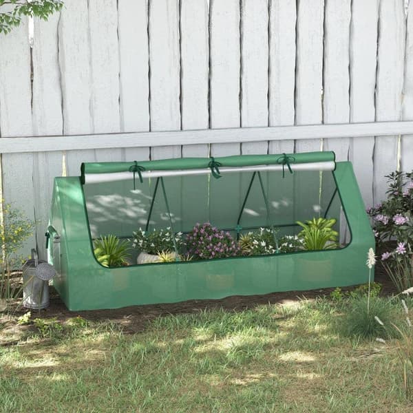 Rootz Mini Greenhouse - Väderbeständig - Roll Up Window - Grön - 240cm x 90cm x 90cm