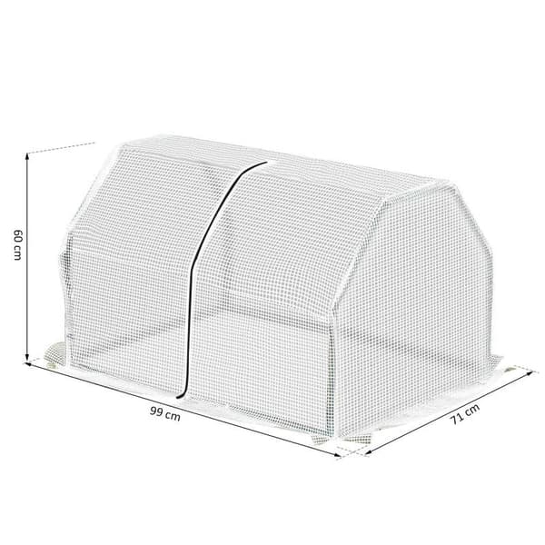Rootz Mini Drivhus - Vejrbestandig - Let at bære - Polytunnel Grøn - 99cm x 71cm x 60cm
