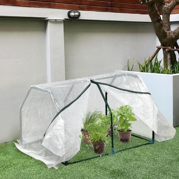 Rootz Mini Drivhus - Vejrbestandig - Let at bære - Polytunnel Grøn - 99cm x 71cm x 60cm