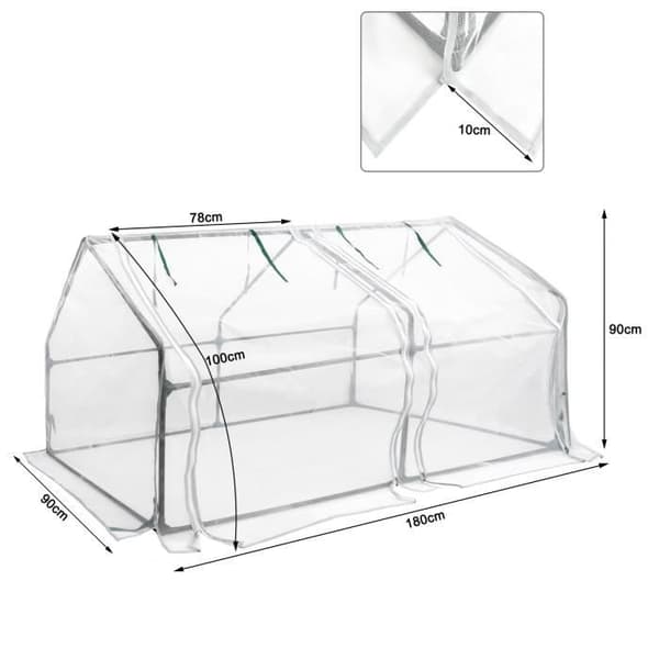 XMTECH Mini All Season Trädgårdsväxthus med rulldörrar 180x90x90cm Anti-UV Tomatväxthus, vit