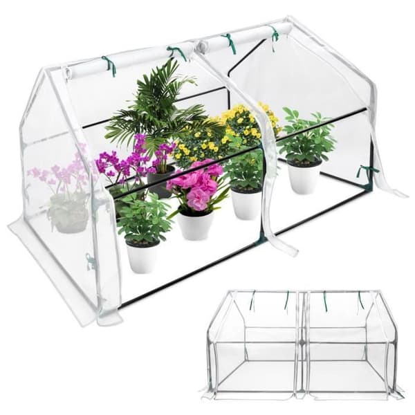 XMTECH Mini All Season Trädgårdsväxthus med rulldörrar 180x90x90cm Anti-UV Tomatväxthus, vit