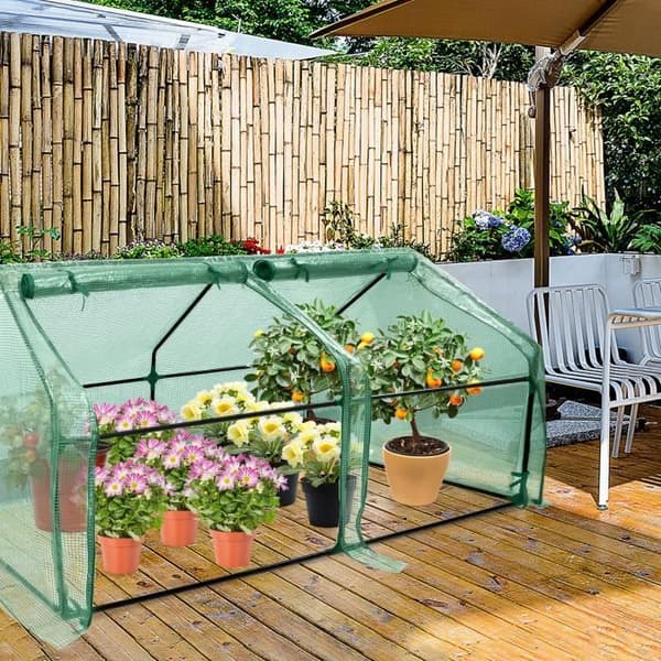 XMTECH Mini All Season Trädgårdsväxthus med rulldörrar 180x90x90cm Anti-UV Tomatväxthus, Grön