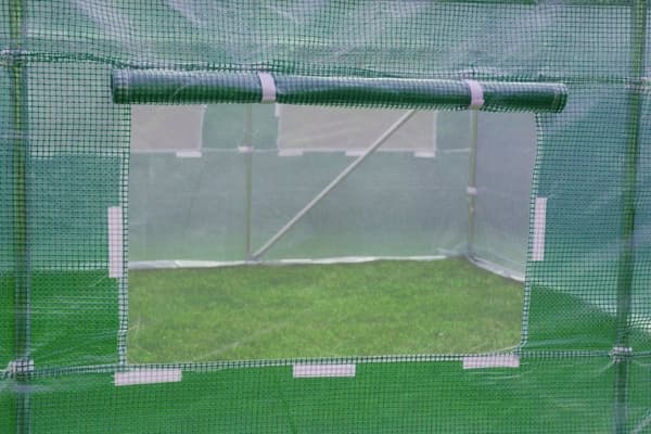 Trädgårdsväxthus 3x2x2 meter - 6m2 - metallram med grön PE-folie - med myggnät fönster