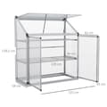 Miniatyrbillede 3 af 6: Rootz drivhus med fundamentramme - Polycarbonathus - 2 hylder - Aluminiumsramme - Sølv - 131 x 58 x 139,5 cm