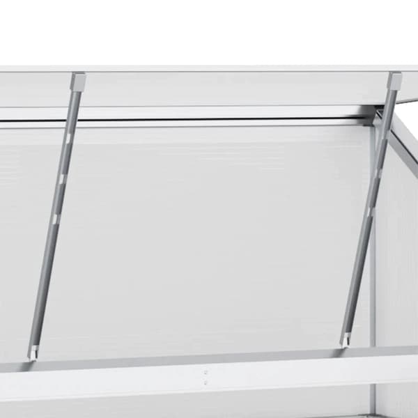 Rootz drivhus med fundamentramme - Polycarbonathus - 2 hylder - Aluminiumsramme - Sølv - 131 x 58 x 139,5 cm