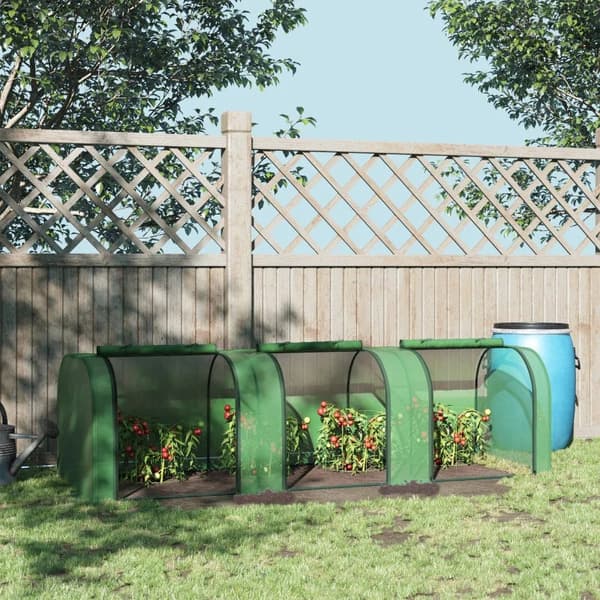 Rootz Folie Drivhus - Tre rulledøre - Heavy Duty - Presenning - Stålramme - Grøn - 2,95 x 1 x 0,8 m
