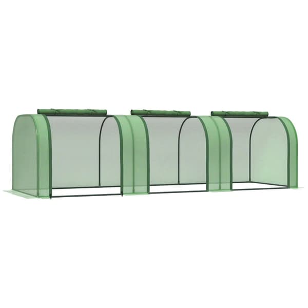 Rootz Folie Drivhus - Tre rulledøre - Heavy Duty - Presenning - Stålramme - Grøn - 2,95 x 1 x 0,8 m
