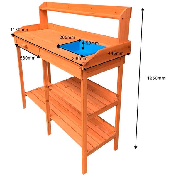Gardiun Pottebord Kalvin Brun 116 x 44 x 125 cm