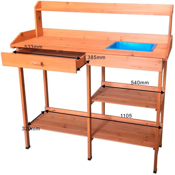 Gardiun Pottebord Kalvin Brun 116 x 44 x 125 cm