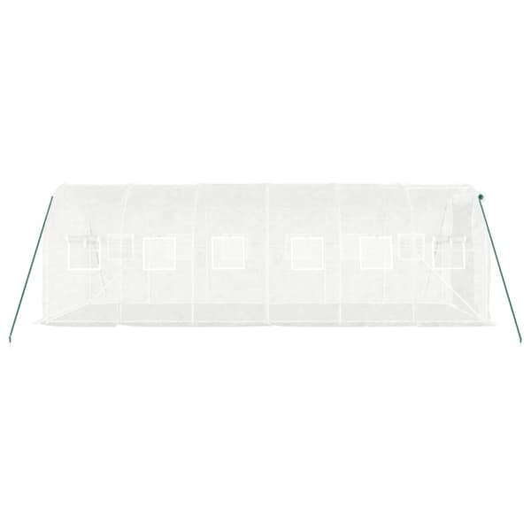 drivhus med stålstel 12 m² 6x2x2 m hvid
