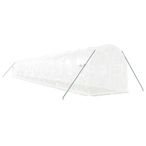 Växthus med stålram vit 32 m² 16x2x2 m