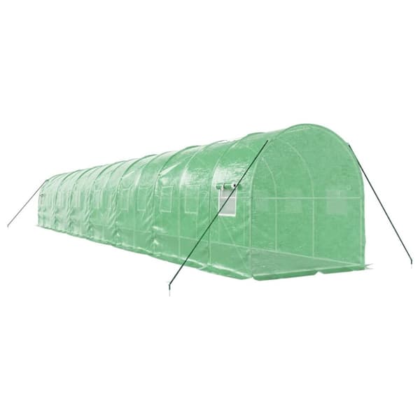 drivhus med stålstel 28 m² 14x2x2 m grøn
