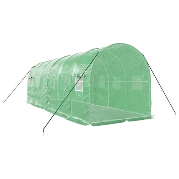 Växthus med stålram grön 12 m² 6x2x2 m