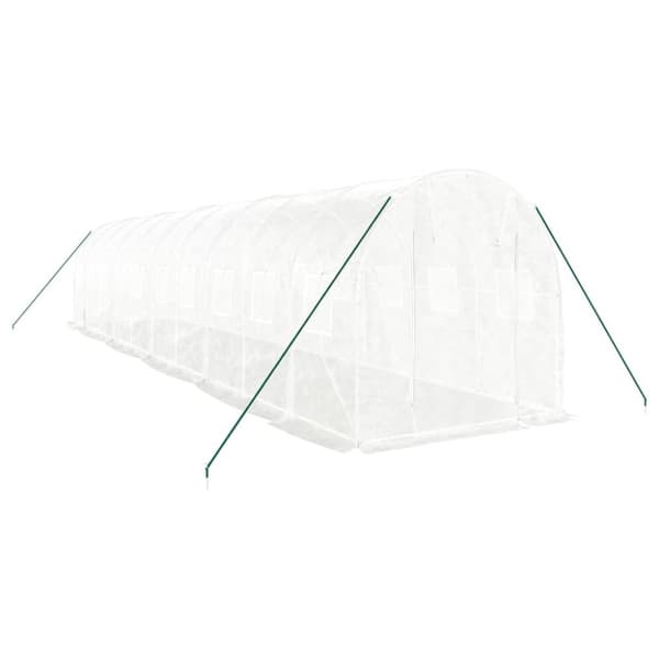 drivhus med stålstel 20 m² 10x2x2 m hvid