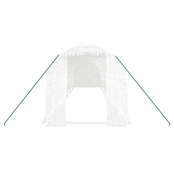drivhus med stålstel 20 m² 10x2x2 m hvid