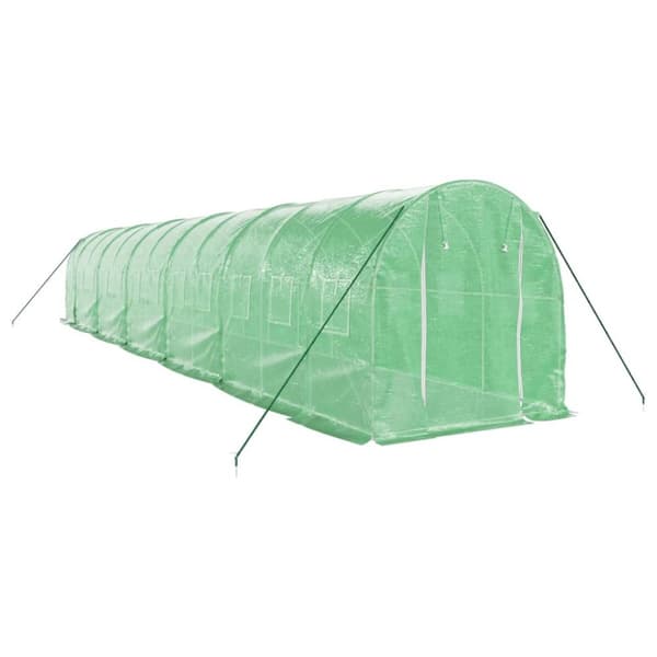 drivhus med stålstel 24 m² 12x2x2 m grøn