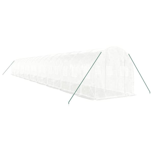 drivhus med stålstel 36 m² 18x2x2 m hvid