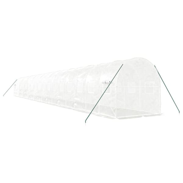 drivhus med stålstel 36 m² 18x2x2 m hvid