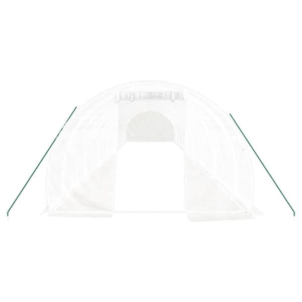 drivhus med stålstel 48 m² 16x3x2 m hvid