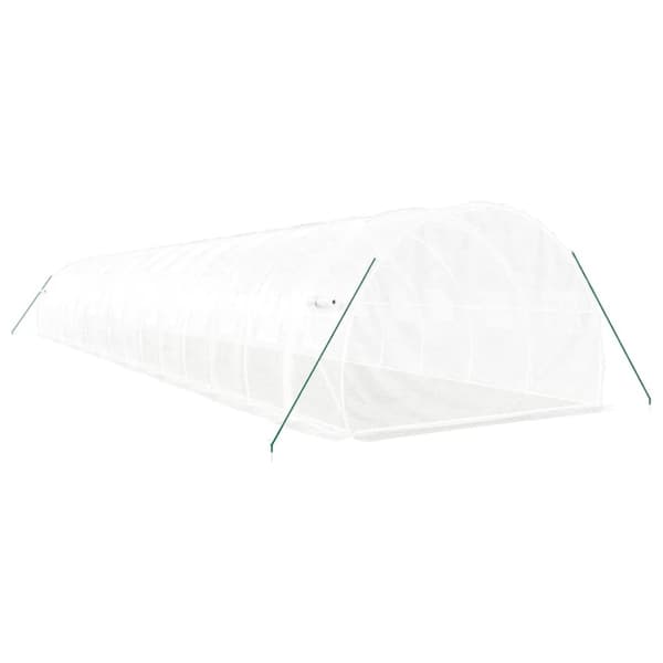drivhus med stålstel 48 m² 16x3x2 m hvid